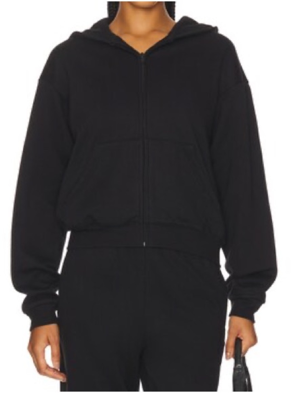 Skims Cotton Fleece Classic Zip-up Hoodie in Onyx size XL